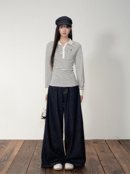 Striped Polo Long-Sleeve T-shirt