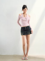 Off-Shoulder Wool Knit Top
