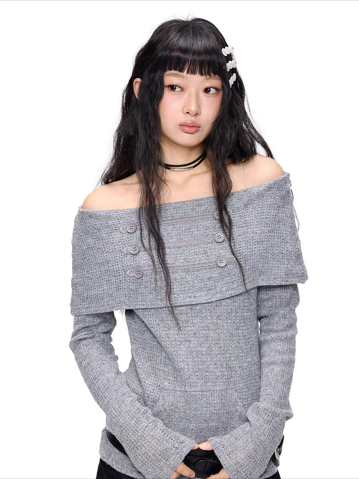 Off-Shoulder Knit Sweater
