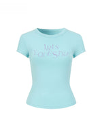 Letter Print Fitted T-shirt
