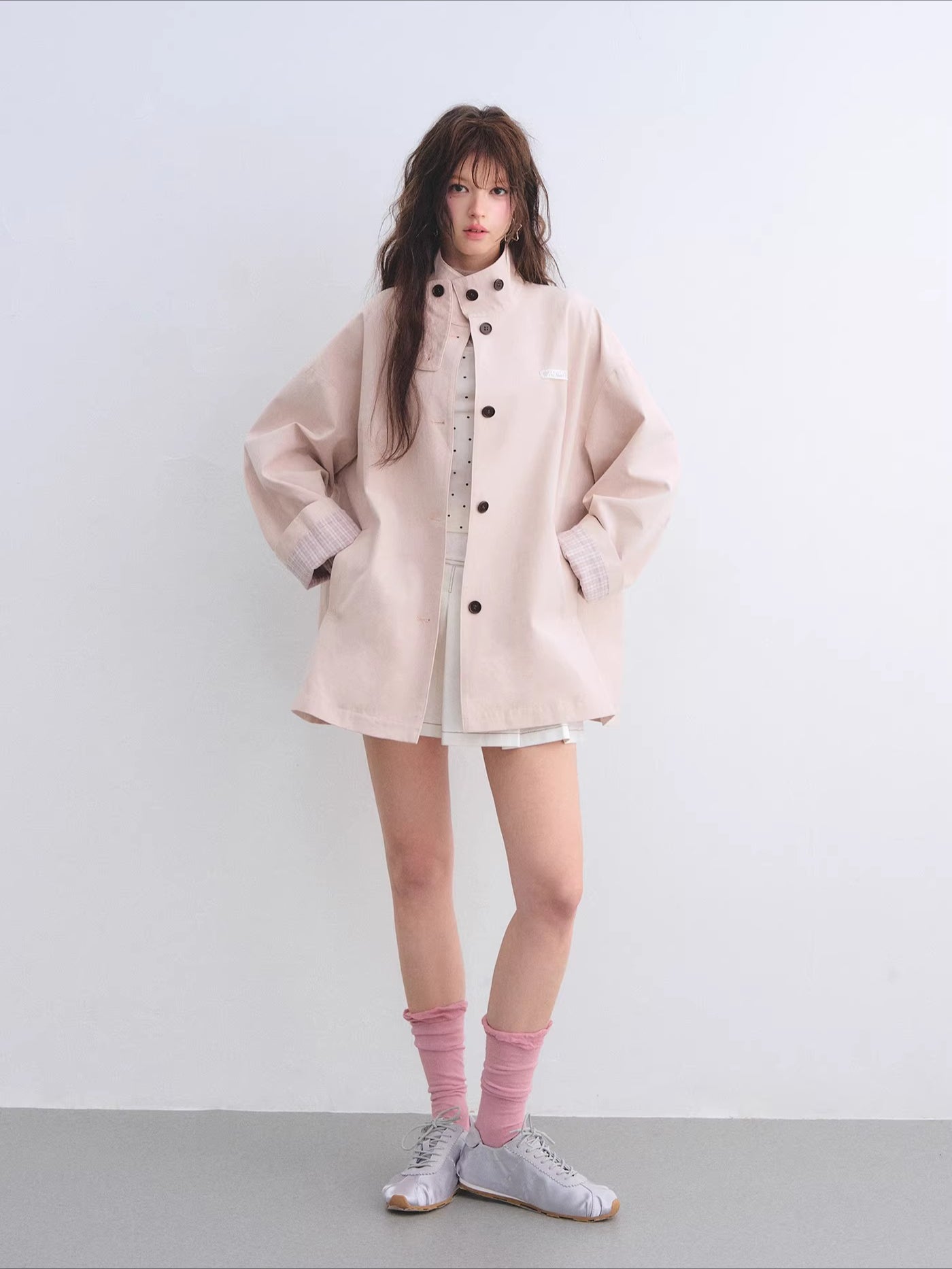 Detachable Ear Plaid Trench