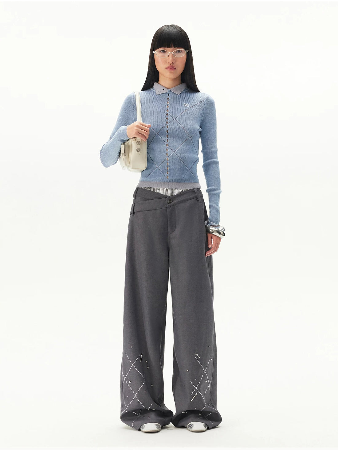Contrast Collar Knit Layered Top