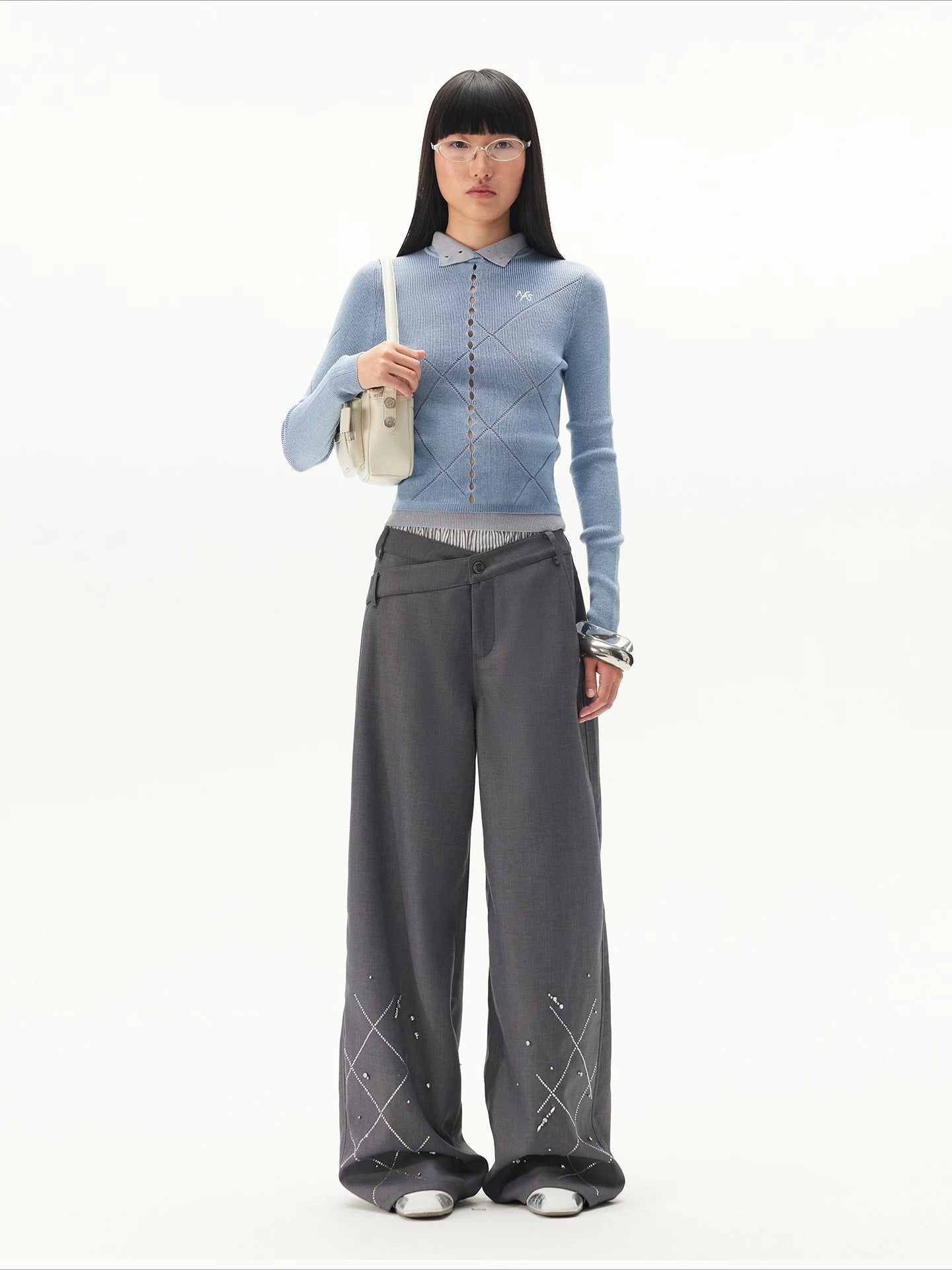Contrast Collar Knit Layered Top