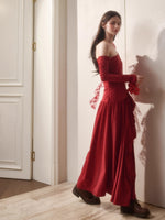 Berry Glaze Off-Shoulder Knit Maxi Dress