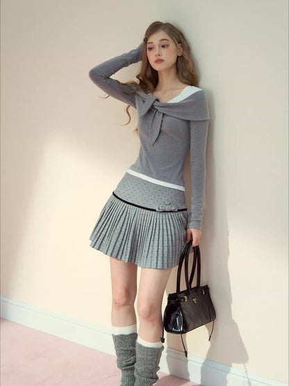 Gray &amp; Navy Blue Modal Two-Piece T-shirt