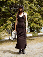Black Ribbed Halter Bodycon Dress