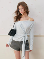 Lace Trim Twist Neck Top