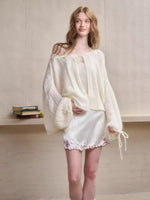 Mohair Wool Openwork Knit Cardigan