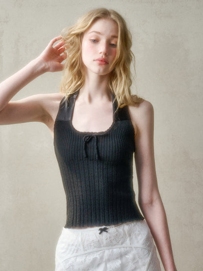 Bow-Halter Knit Camisole