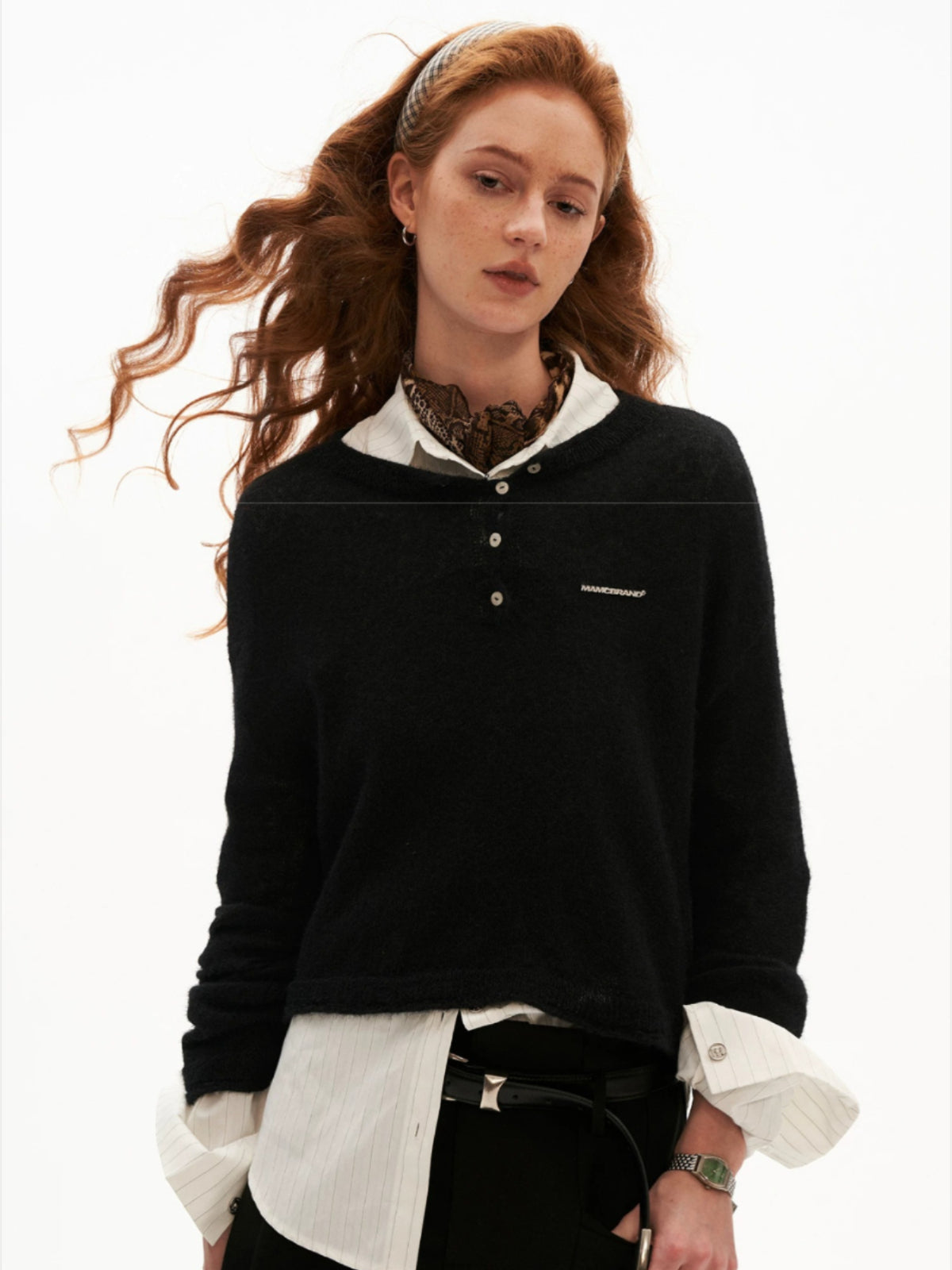 Mohair Open-Back Cropped Knit Sweater
