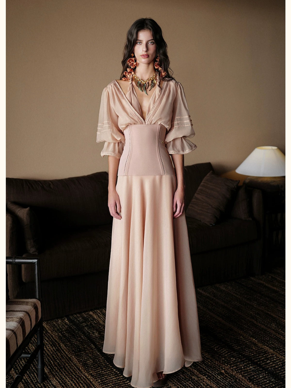 Rope Detail V Neck Shirt Dress