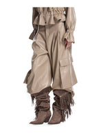 Vintage PU Cargo Wide-Leg Pants