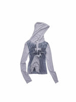 Letter Print Hooded Zip Tee