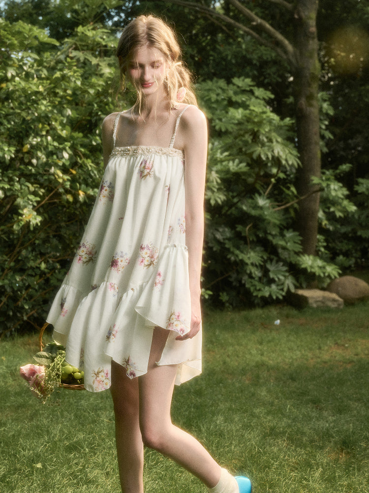 Irregular Lace Puff Dress