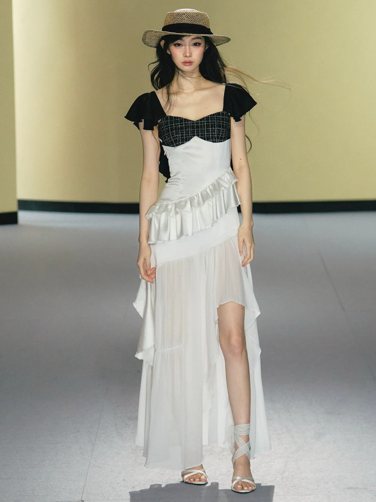 Satin Patchwork Maxi Dress
