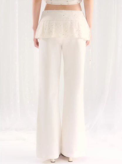 White Sequin Detachable Pants Set