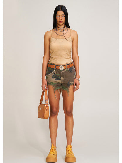 Compass Wild Denim Shorts Army Green Camouflage
