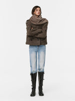 Plush Scarf Double Breasted Wool Coat