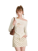 Puppy Print Lace Top