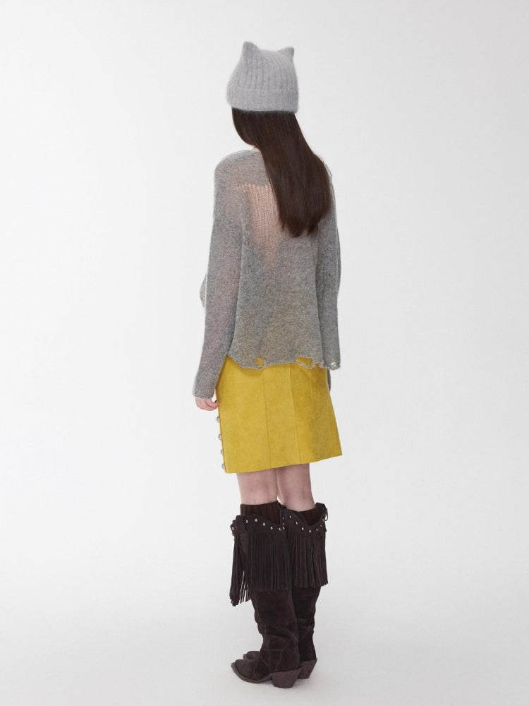 Mohair Star Cutout Sweater