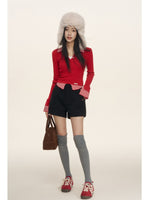 Gingham Layered Polo Knit Top
