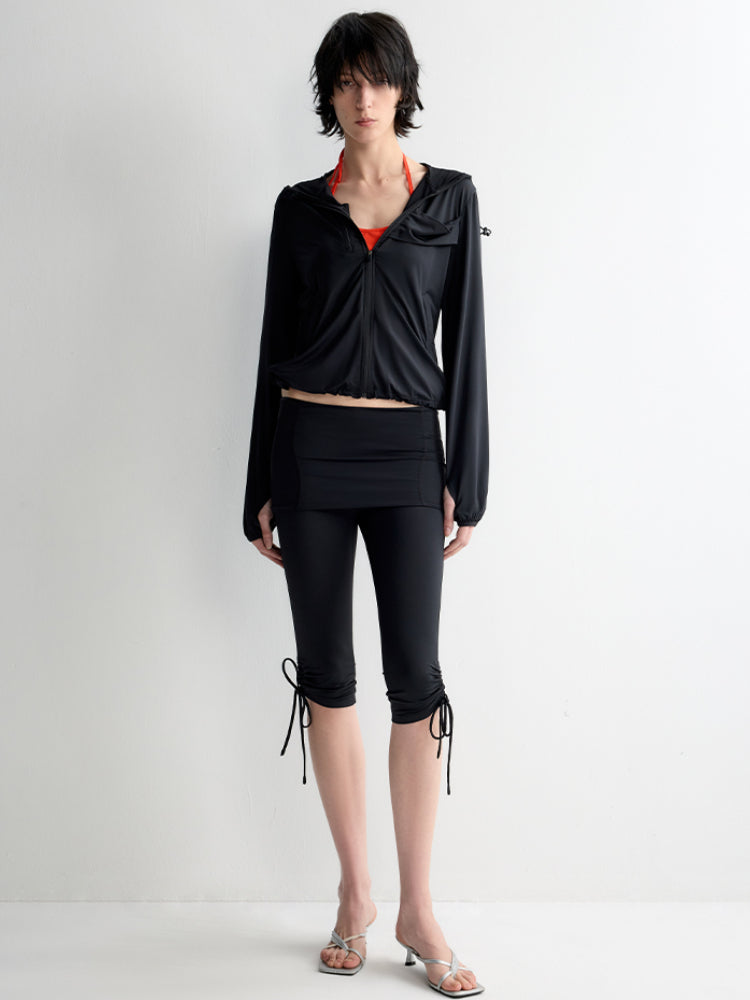 Hooded Drawstring Short Coat