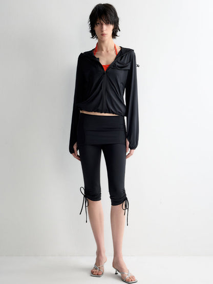 Hooded Drawstring Short Coat