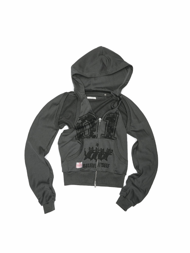 Hooded Backless Vest &amp; Hoodie Set