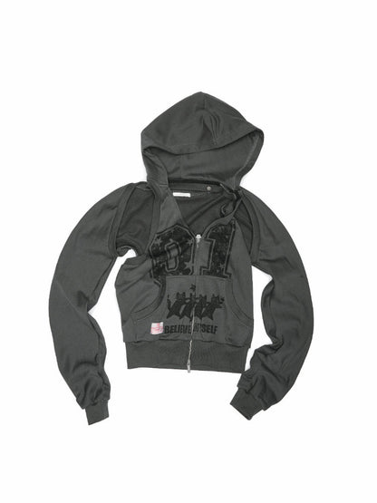 Hooded Backless Vest &amp; Hoodie Set