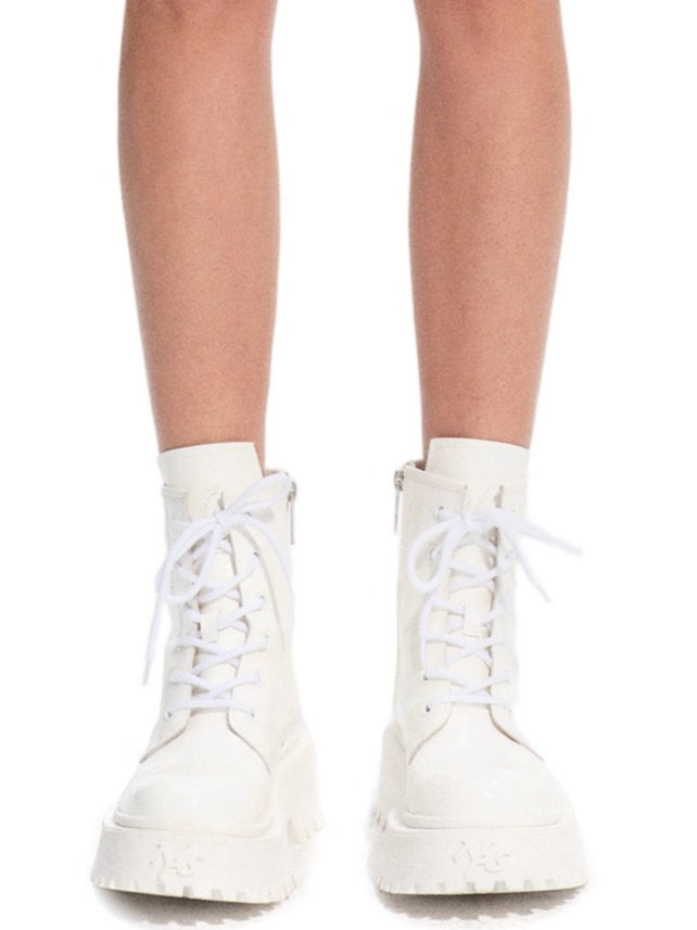 Glazed Platform Leather Boots