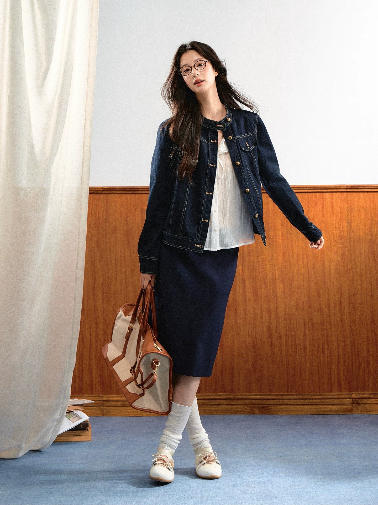 Gold Button Denim Set
