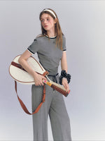 Contrast Trim Pants Set