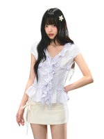Ruffle Tie V-Neck Blouse