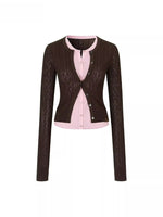 Faux Layered Colorblock Knit Cardigan