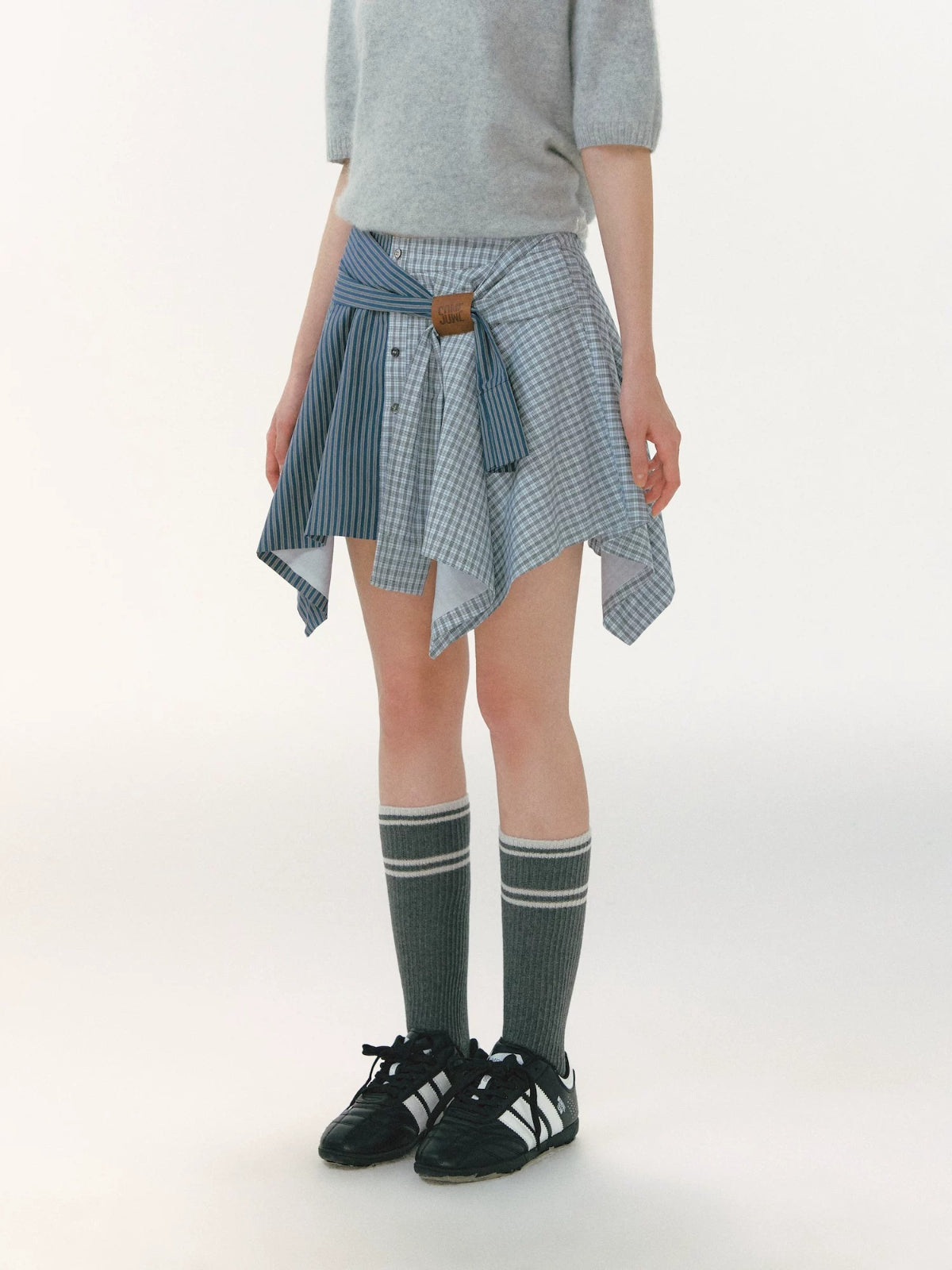 Vintage Plaid Asymmetric Skirt