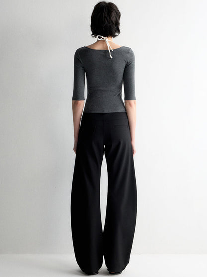 Cross-Design Low-Waisted Casual Pants