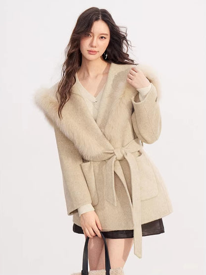 Oversized Wool Tie Coat