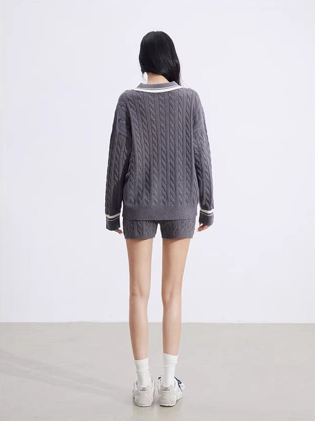 Colorblock Knit Polo &amp; Shorts Set