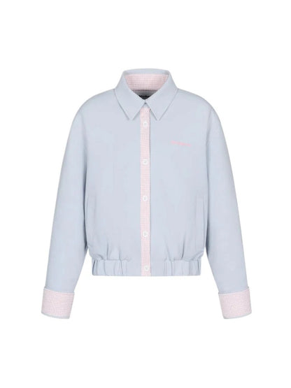Collared Sweatshirt Patchwork Short Jacket