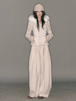 Pleated Tie-Waist Wide Leg Trousers