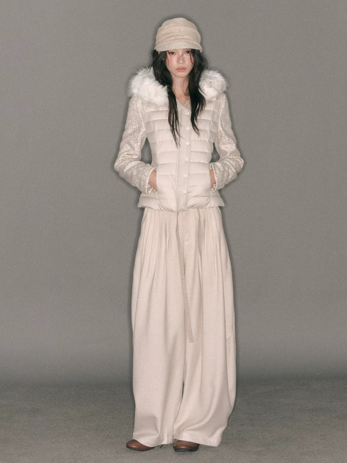 Pleated Tie-Waist Wide Leg Trousers
