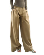 Pleated Straight-Leg Pants