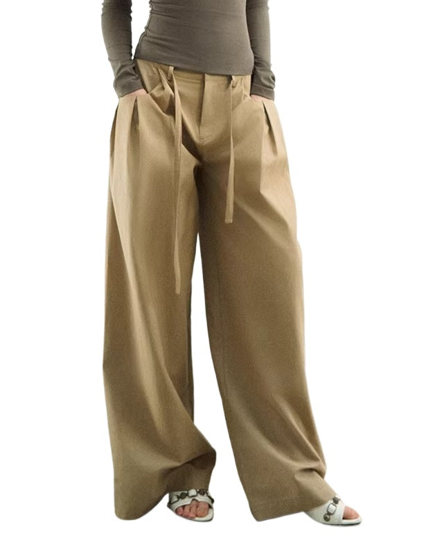 Pleated Straight-Leg Pants