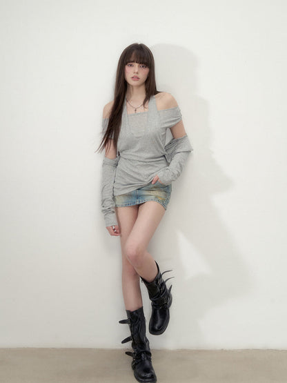 Layered Short Sleeve Pullover Top