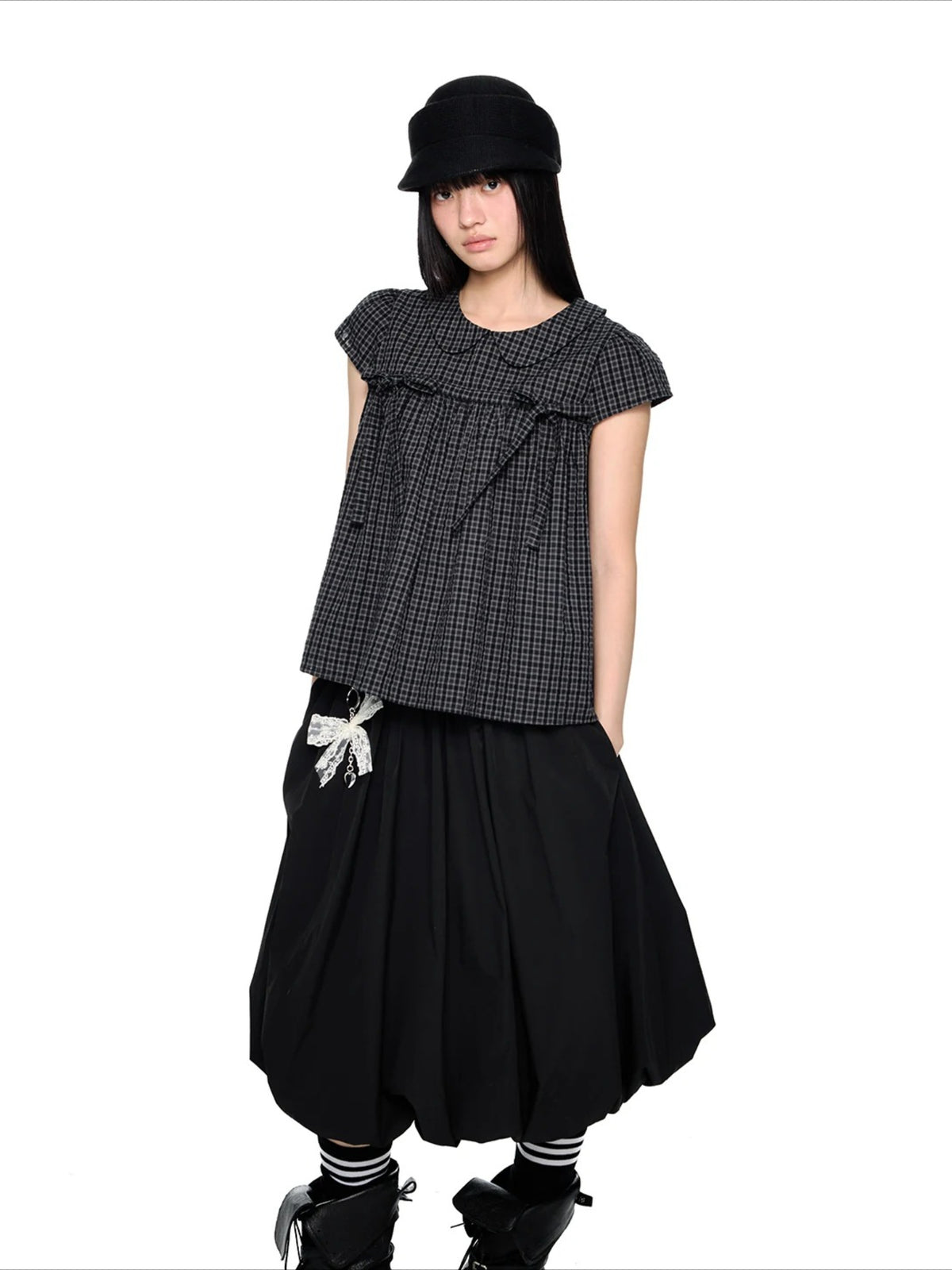 Plaid Peter Pan Top