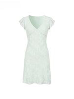 Lace Patchwork Knit V-neck Dress