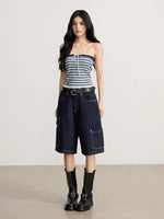 Cargo Denim Bermuda Shorts