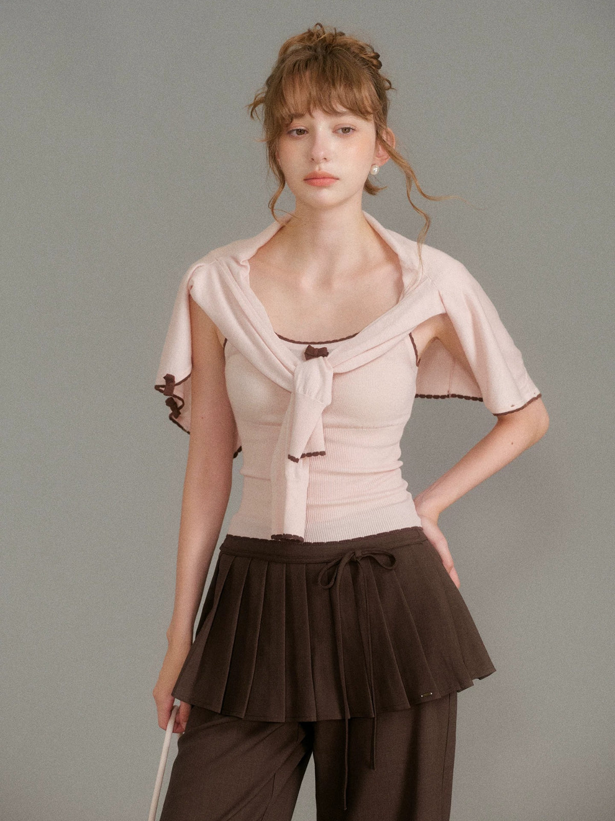 Bow Trim Knit Set