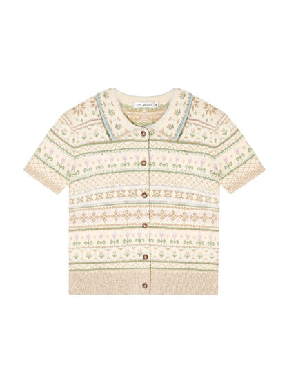 Fair Isle Polo Knit Top