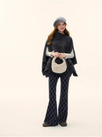 Plaid Embroidery Flared Pants